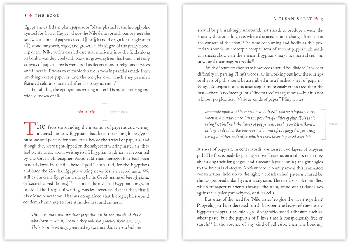 Two screenshot captures of The Book's pages 8 and 13.