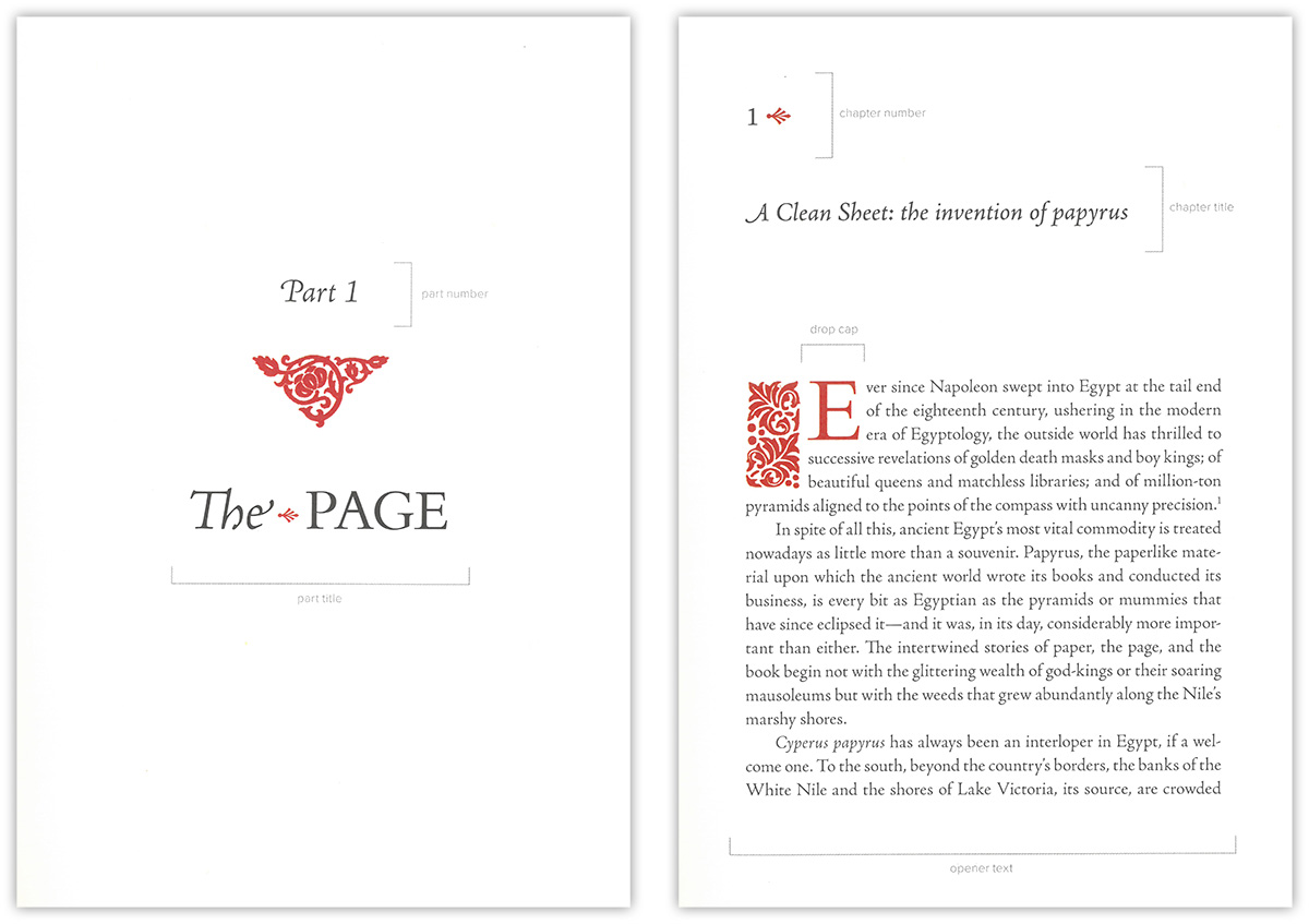 Two screenshot captures of The Book's Part 1 title page and the first page of Chapter 1.