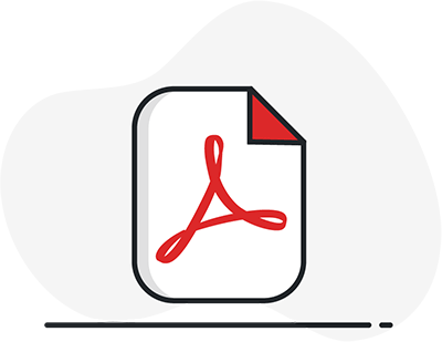 Stylized Adobe PDF logo.